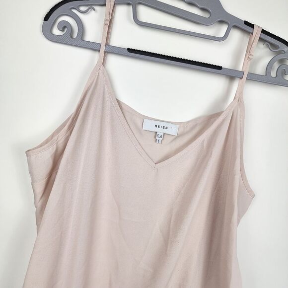 REISS WOMENS 14 CARI SHEER SPAGHETTI STRAP CAMI NUDE V NECK LIGHTWEIGHT NWOT - Picture 3 of 5